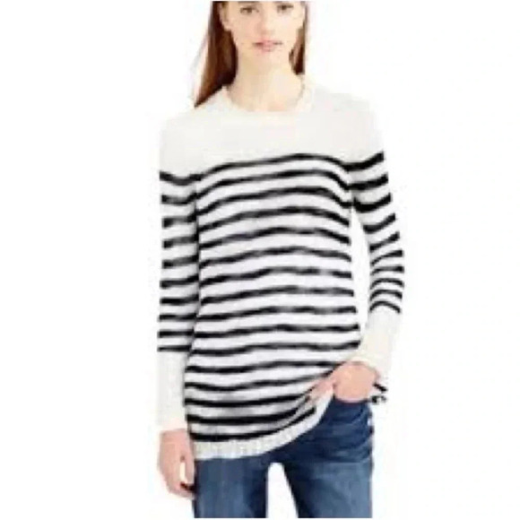 J. Crew Dark Navy & Cream Stripe Wool Blend Sweater Preppy Casual Career Size XS - Picture 1 of 6